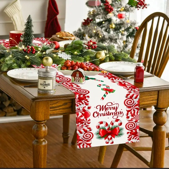 Merry Christmas Candy canes Themed 13x72 Table Runner  Dining, Kitchen holiday - Picture 2 of 4